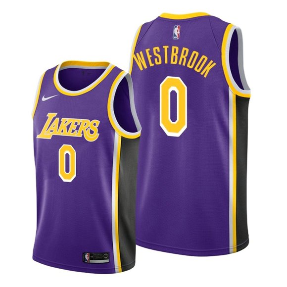 Men's Los Angeles Lakers #0 Russell Westbrook Purple Stitched Jersey