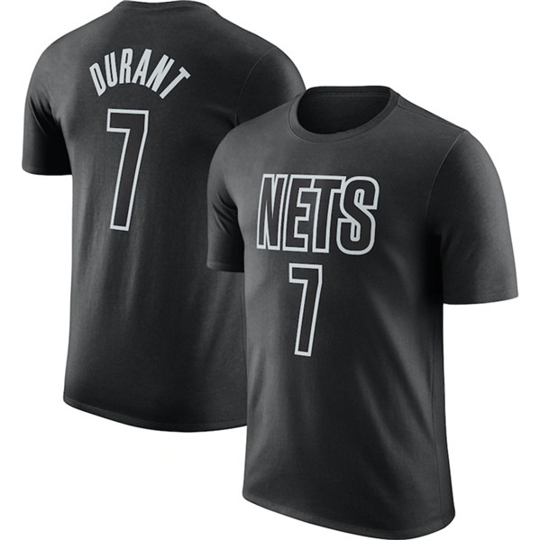 Men's Brooklyn Nets #7 Kevin Durant Black 2022/23 Statement Edition Name & Number T-Shirt - Click Image to Close