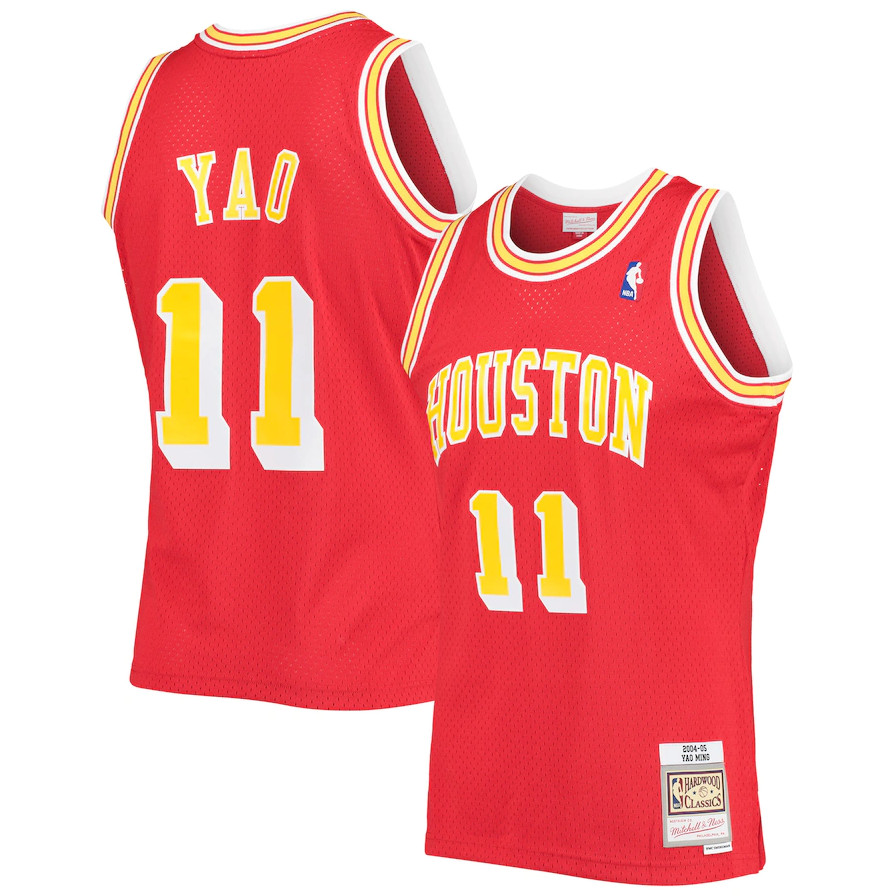 Men's Houston Rockets #11 Yao Ming Mitchell & Ness Red 2004-05 Hardwood Classics NBA Jersey