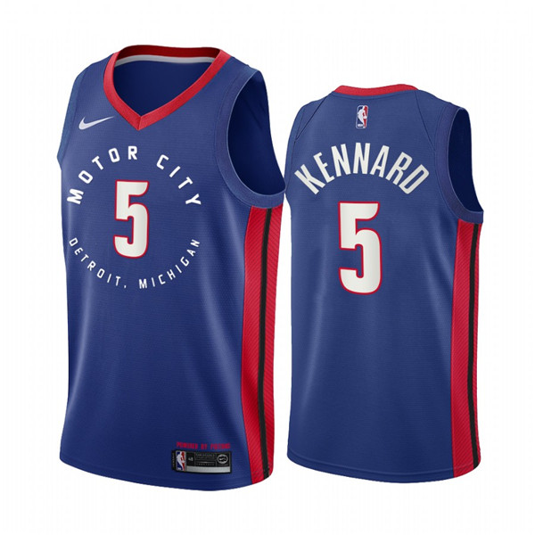 Men's Detroit Pistons #5 Luke Kennard Navy Motor City Edition 2020-21 Stitched NBA Jersey