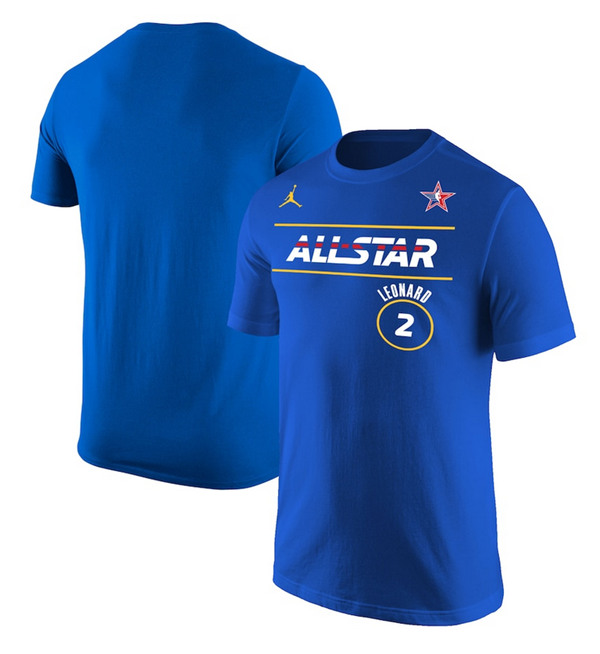 NBA All-Star #2 Kawhi Leonard Royal 2021 T-Shirt (All Size)