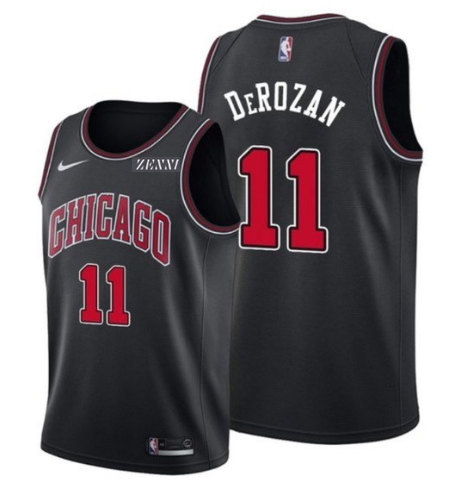 Men's Chicago Bulls #11 DeMar DeRozan Black Edition Swingman Stitched Basketball Jersey - Click Image to Close