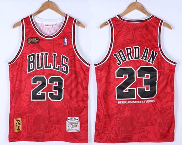 Men's Chicago Bulls #23 Michael Jordan Red Throwback Stitched Basketball Jersey