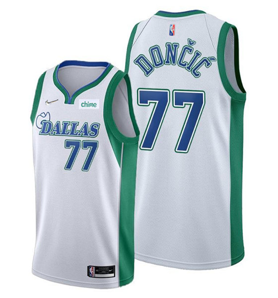 Men's Dallas Mavericks #77 Luka Doncic 75th Anniversary White City Edition Stitched Basketball Jersey