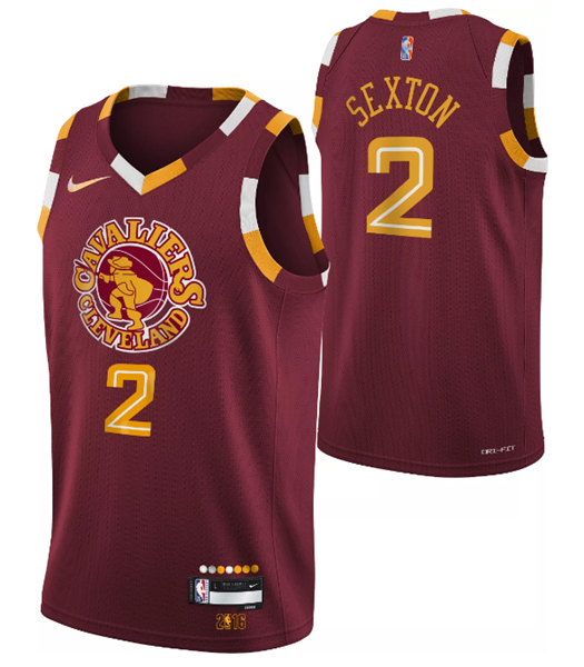 Men's Cleveland Cavaliers White #2 Collin Sexton Red 2021/2022 75th Anniversary City Edition Swingman Stitched Jersey