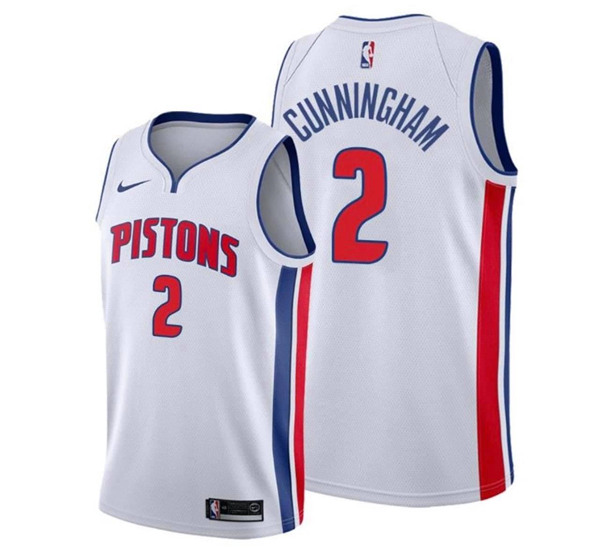 Men's Detroit Pistons #2 Cade Cunningham White Stitched Jersey