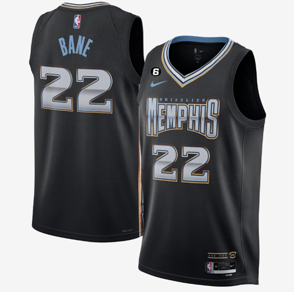 Men's Memphis Grizzlies #22 Desmond Bane Black 2022/23 City Edition With NO.6 Patch Stitched Basketball Jersey - Click Image to Close