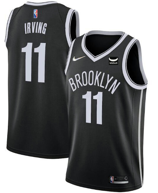 Men's Brooklyn Nets #11 Kyrie Irving 75th Anniversary Black With Patch Stitched Basketball Jersey