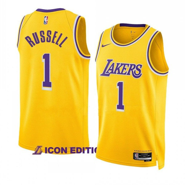 Men's Los Angeles Lakers #1 D??Angelo Russell Yellow Stitched Basketball Jersey