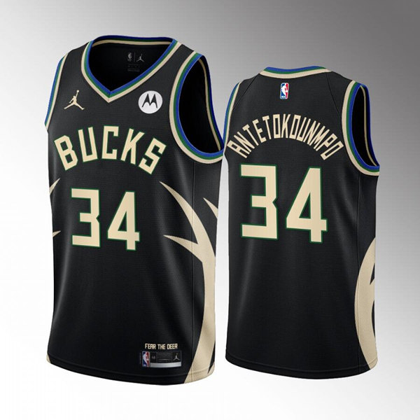 Men's Milwaukee Bucks #34 Giannis Antetokounmpo Black Stitched Basketball Jersey