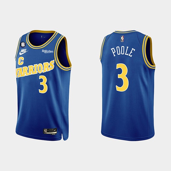 Men's Golden State Warriors #3 Jordan Poole 2022-23 Blue With No.6 Patch Stitched Basketball Jersey - Click Image to Close