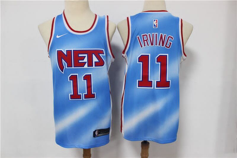 Men's Brooklyn Nets White #11 Kyrie Irving 2020/21 Blue Stitched NBA Jersey