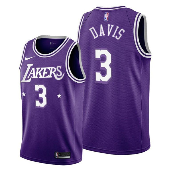 Men's Los Angeles Lakers 2021/22 City Edition #3 Anthony Davis Purple Stitched Basketball Jersey