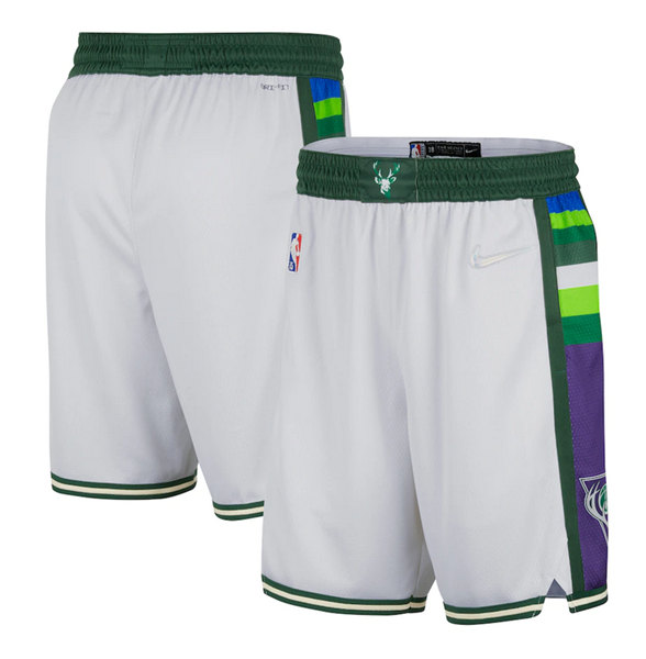 Men's Milwaukee Bucks White Shorts (Run Smaller)