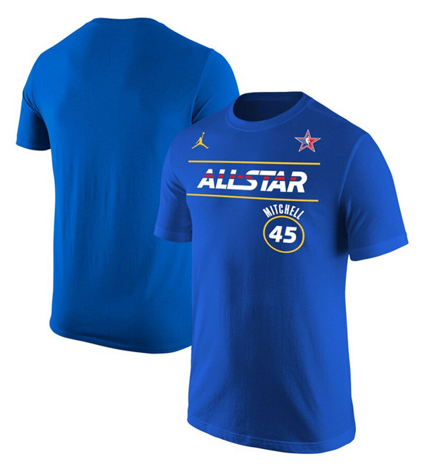 NBA All-Star #45 Donovan Mitchell Royal 2021 T-Shirt (All Size)