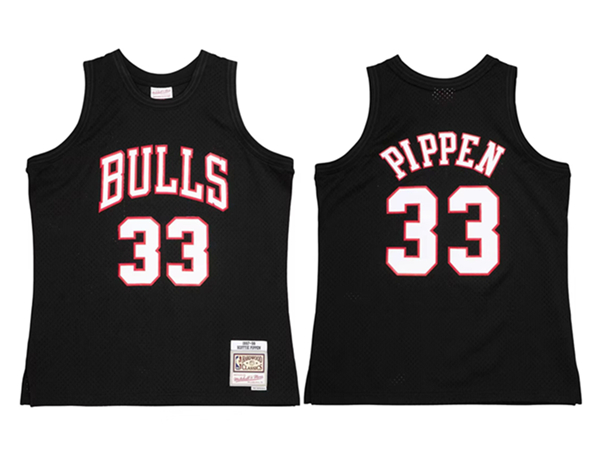 Men's Chicago Bulls #33 Scottie Pippen Black 97-98 Mitchell & Ness Swingman Stitched Jersey