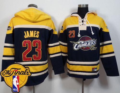 Cleveland Cavaliers #23 LeBron James Navy Blue The Finals Patch Sawyer Hooded Sweatshirt NBA Hoodie