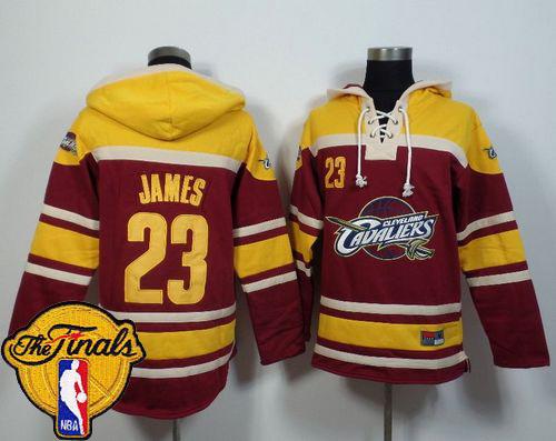 Cleveland Cavaliers #23 LeBron James Red The Finals Patch Sawyer Hooded Sweatshirt NBA Hoodie - Click Image to Close