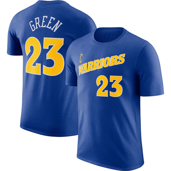 Men's Golden State Warriors #23 Draymond Green Blue 2022/23 Name & Number T-Shirt - Click Image to Close