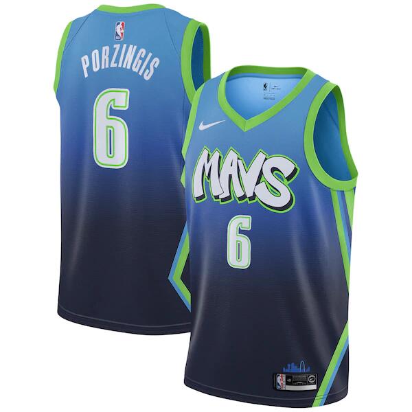 Men's Dallas Mavericks Navy #6 Kristaps Porzingis City Edition Stitched NBA Jersey