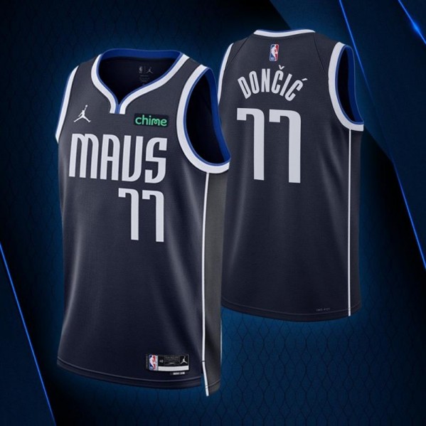 Men's Dallas Mavericks #77 Luka Doncic Statement Navy 2022/23 Edition Stitched Basketball Jersey