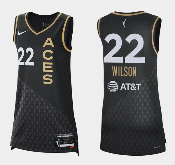 Women Las Vegas Aces #22 A'ja Wilson Black Stitched WNBA Jersey