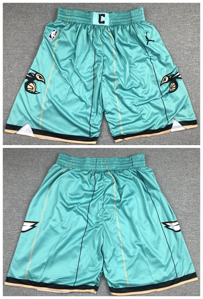 Men's Charlotte Hornets Teal Shorts (Run Smaller) - Click Image to Close