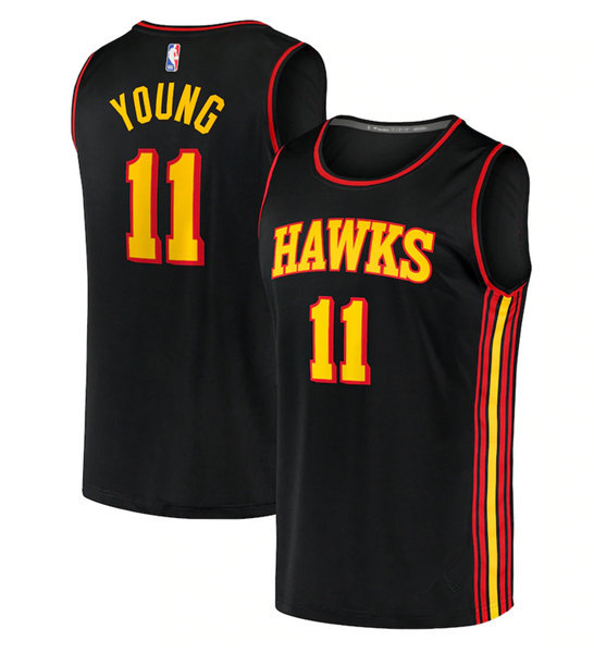 Men's Atlanta Hawks #11 Trae Young Black Stitched Basketball Jersey