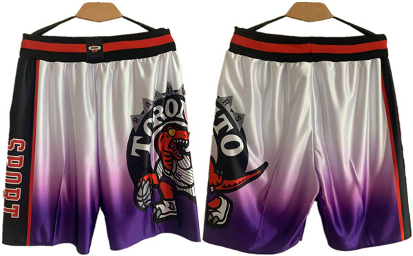 Men' Toronto Raptors White/Purple Shorts (Run Smaller)