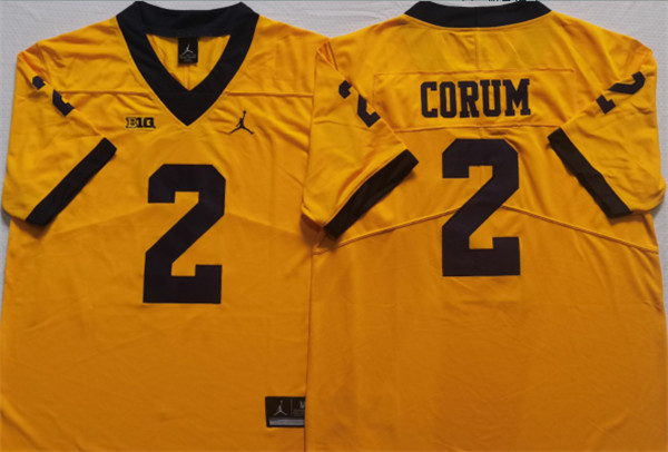 Michigan Wolverines #2 CORUM Yellow Stitched Jersey