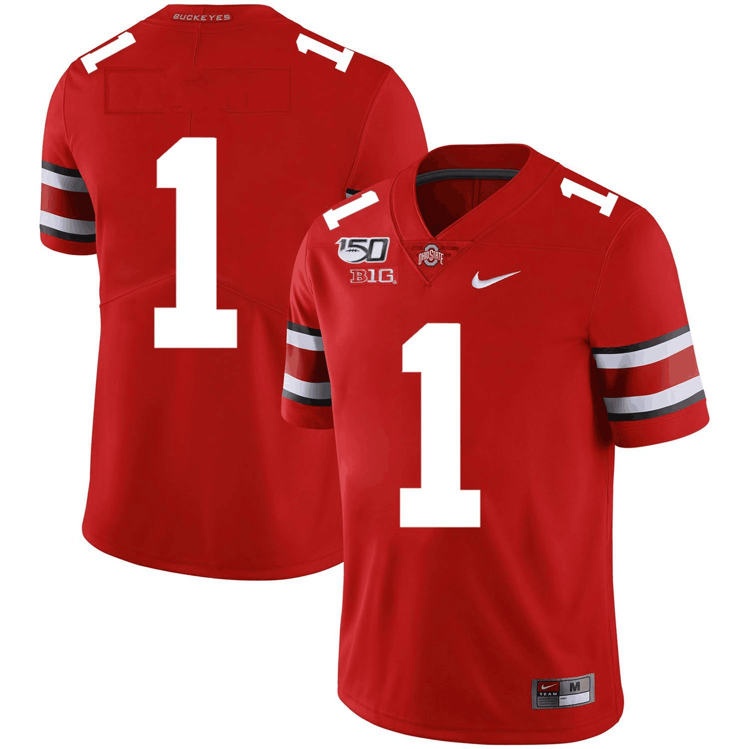 Ohio State Buckeyes #1 2019 Red 150th Season College Stitched NCAA Jersey