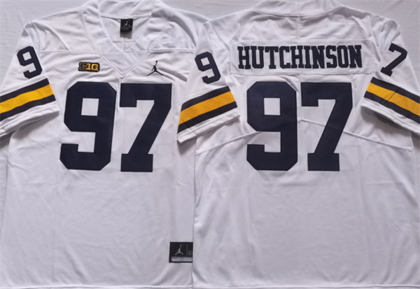 Michigan Wolverines #97 HUTCHINSON White Stitched Jersey