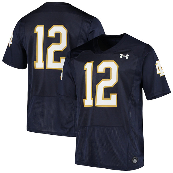 Fighting Irish #12 Navy Stitched NCAA Jersey