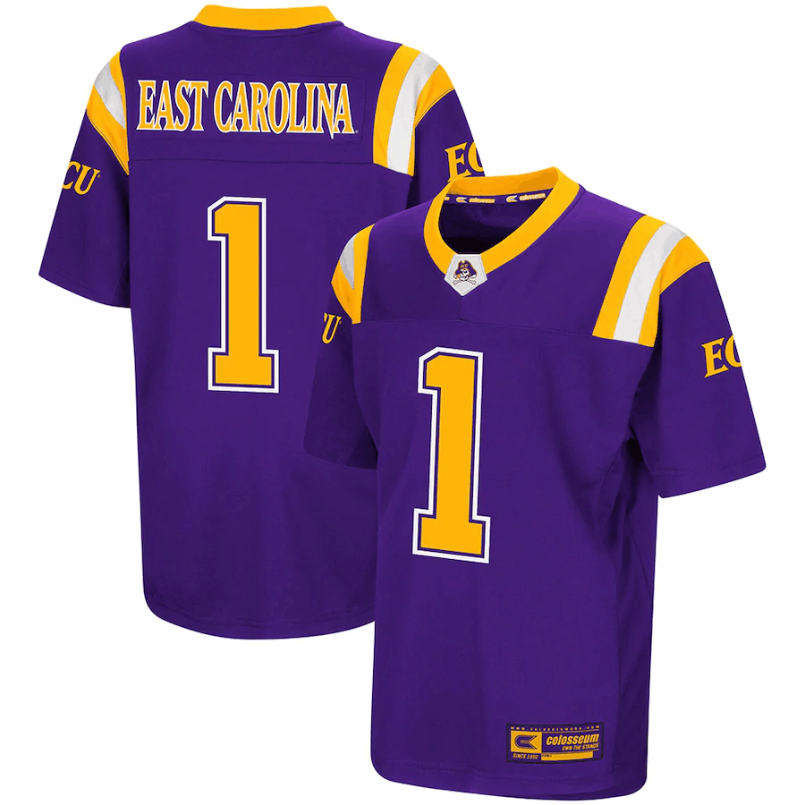 East Carolina Pirates #1 Purple Stitched NCAA Jersey - Click Image to Close