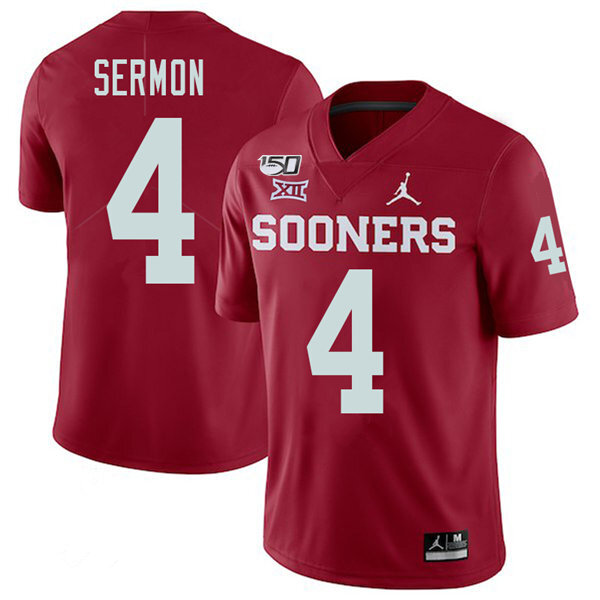 Oklahoma Sooners #4 Trey Sermon Red 150th Season Stitched NCAA Jersey