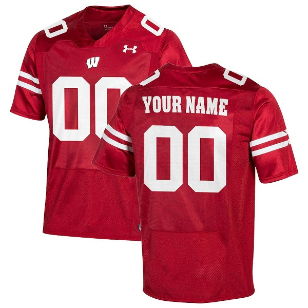 Wisconsin Badgers Customized Red Stitched Football Jersey