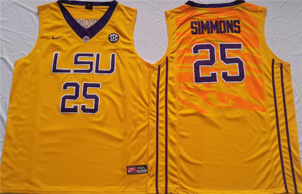 LSU Tigers #25 Ben Simmons Yellow Stitched Jersey