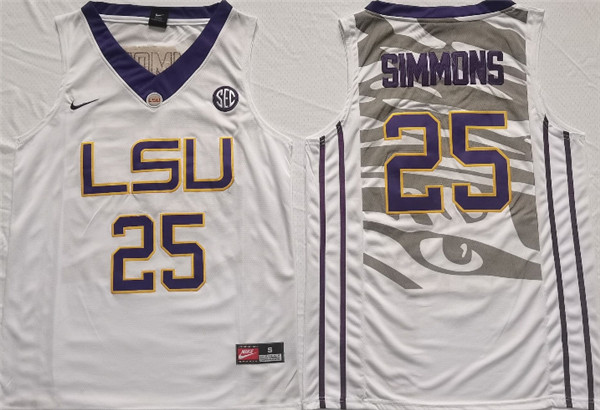 LSU Tigers #25 Ben Simmons White Stitched Jersey