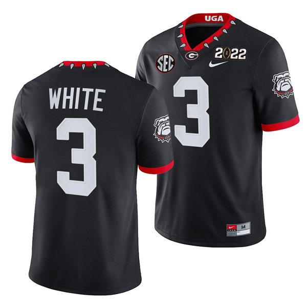 Georgia Bulldogs #3 Zamir White 2022 Patch Black College Football Stitched Jersey - Click Image to Close