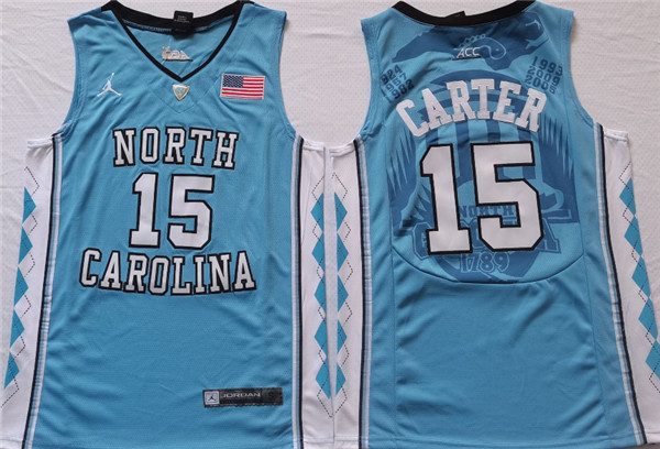 North Carolina Tar Heels #15 Vince Carter Blue Stitched Jersey - Click Image to Close