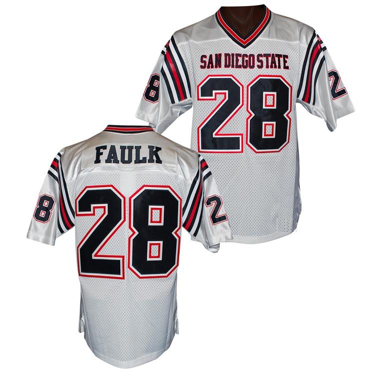 San Diego State Aztecs #28 Marshall Faulk White College Football Throwback Stitched NCAA Jersey