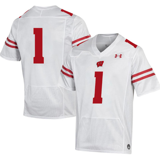 Wisconsin Badgers #1 White Stitched Football Jersey