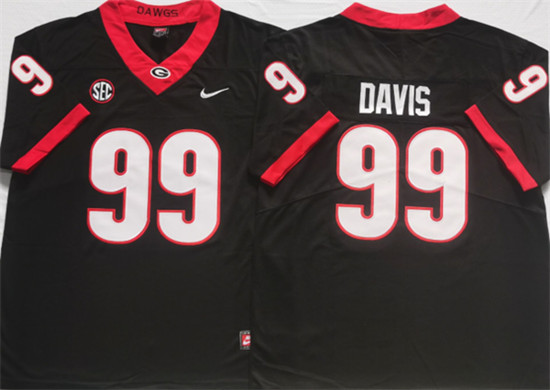 Georgia Bulldogs #99 DAVIS Black College Football Stitched Jersey