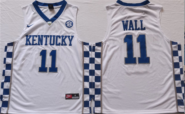 Kentucky Wildcats #11 John Wall White Stitched Jersey