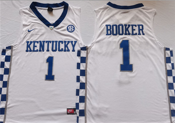 Kentucky Wildcats #1 BOOKER White Stitched Jersey