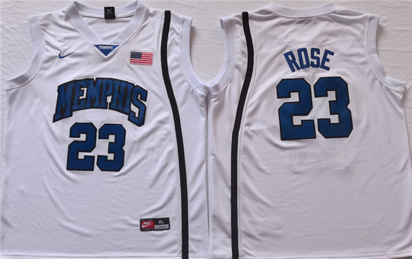 Memphis Tigers #23 Derrick Rose White Stitched Jersey