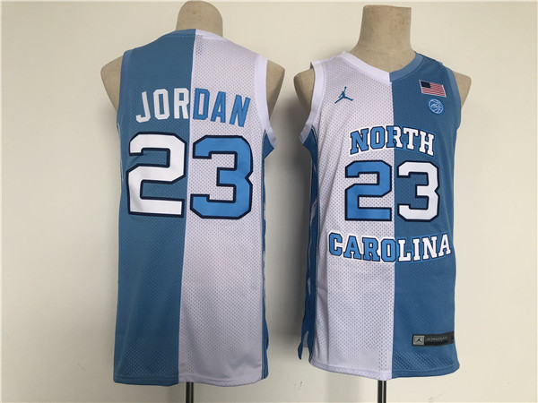 North Carolina Tar Heels #23 Michael Jordan Blue/White Split Stitched Jersey - Click Image to Close