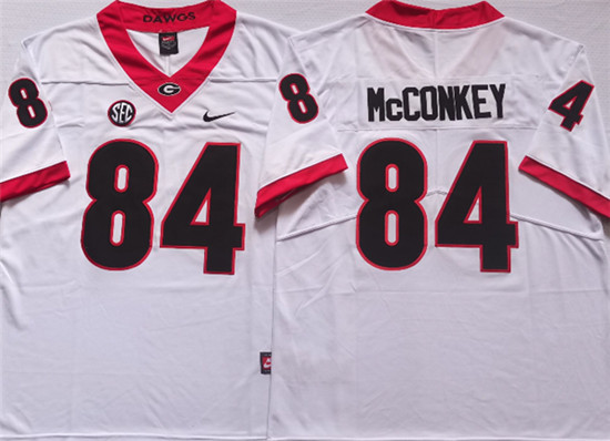 Georgia Bulldogs #84 McCONKEY White College Football Stitched Jersey