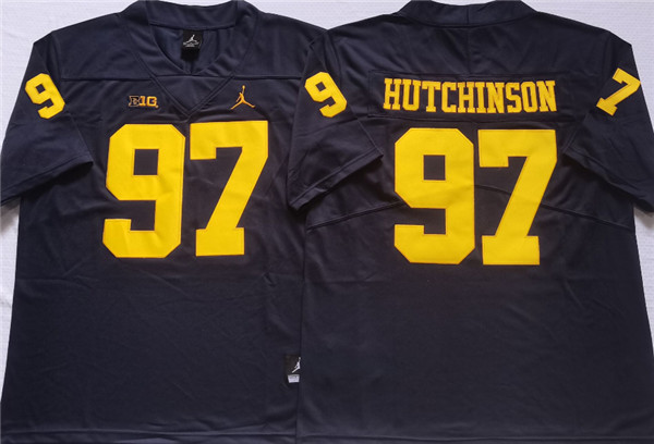 Michigan Wolverines #97 HUTCHINSON Blue Stitched Jersey