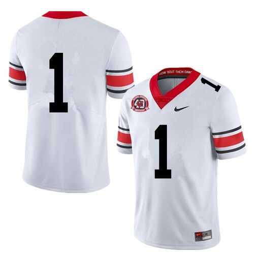 Bulldogs #1 White 1980 National Champions 40th Anniversary College Stitched NCAA Jersey